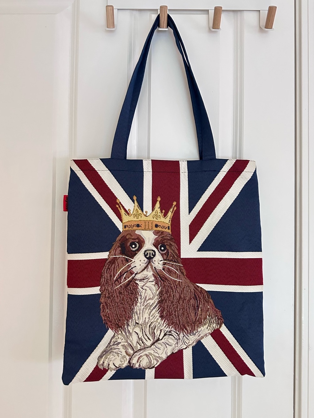 Signare King Charles Cavalier Dog Union Jack Tapestry Tote